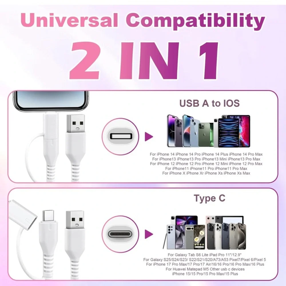 Beaded USB Charging Cable - Pink & Purple